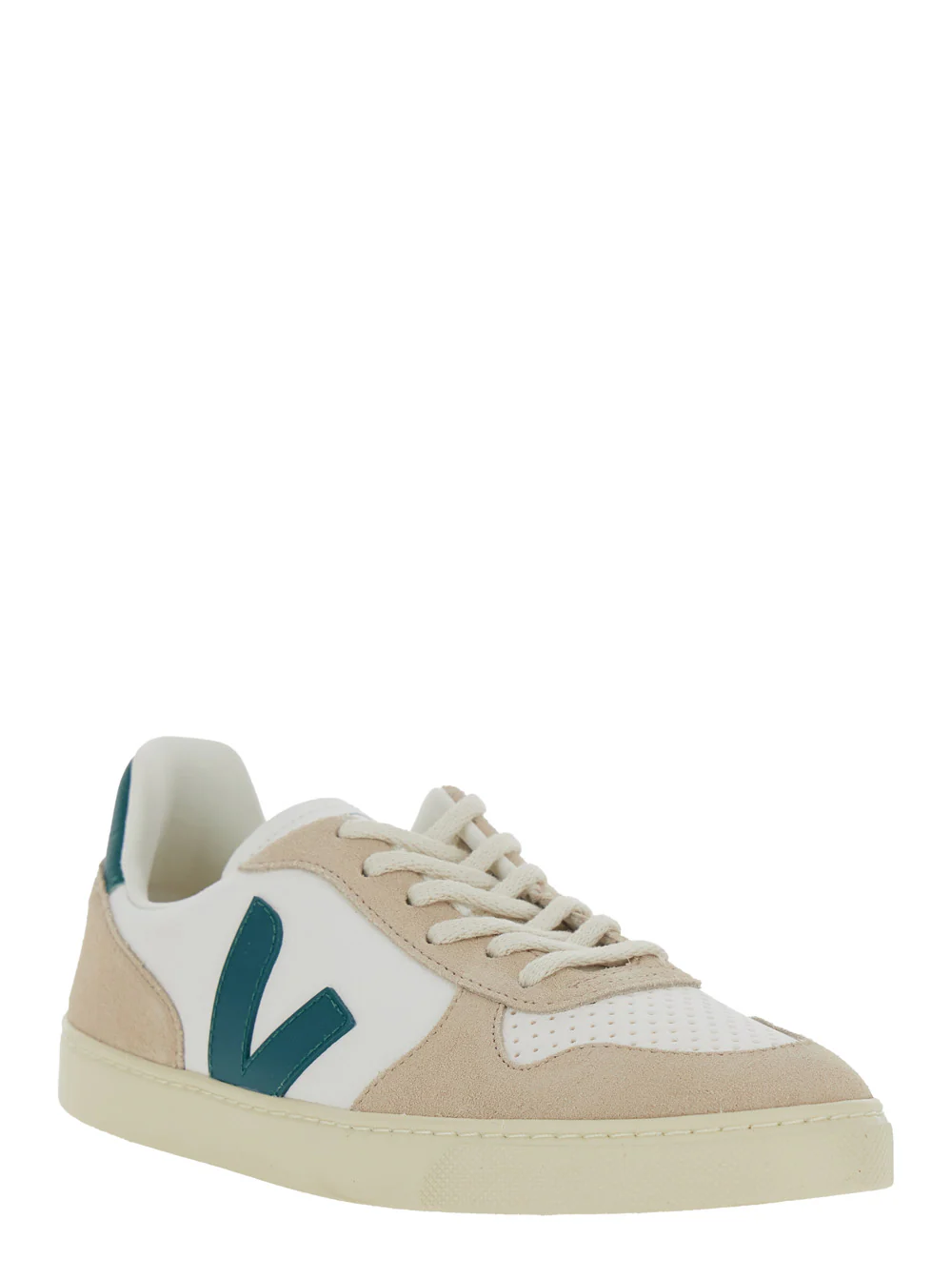 Sapatilhas Veja Kids Tamanho V-10 Branco com detalhe em couro para Mulheres Orgânico Rastreado