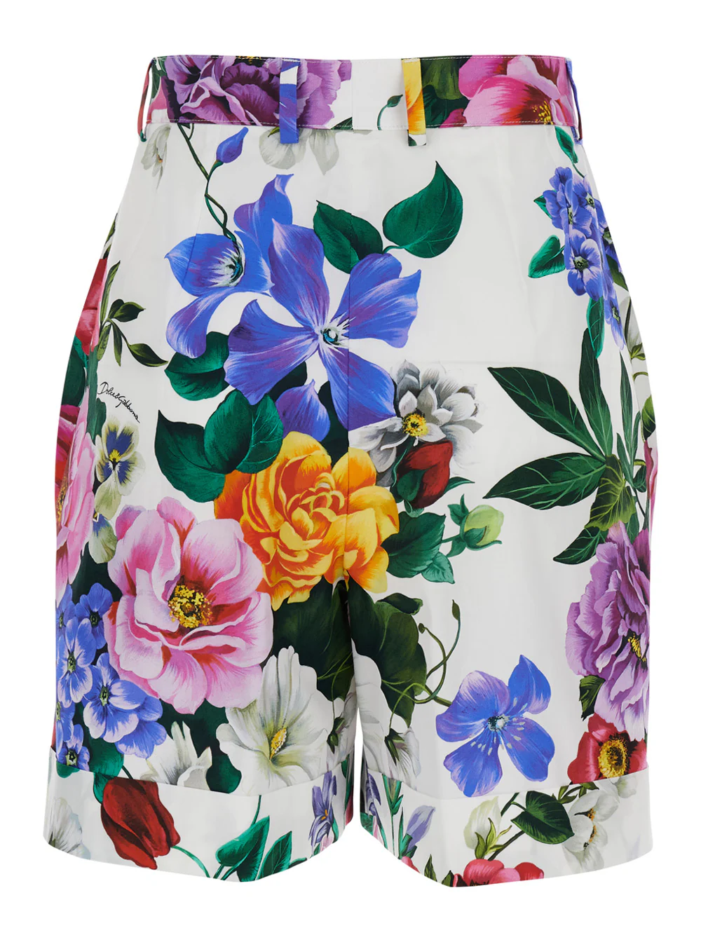 Bermudas Multicolor Dolce & Gabbana com Estampa Floral em Todo o Tecido em Algodão para Mulher