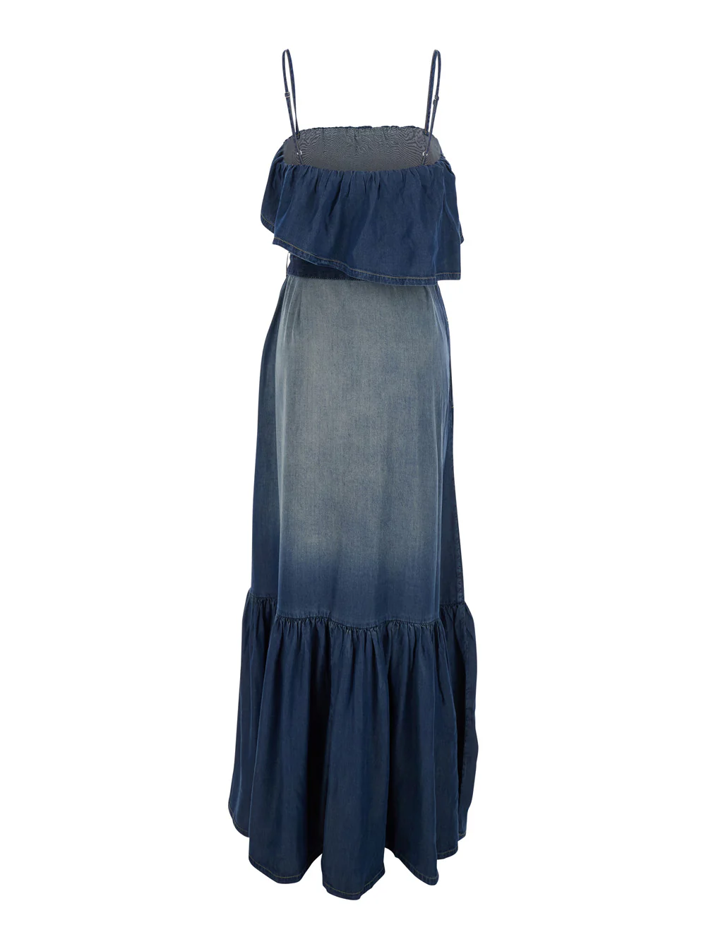 Vestido Pinko Chiarodiluna Azul com Decote em V e Mangas Compridas em Lyocell para Mulher Azul