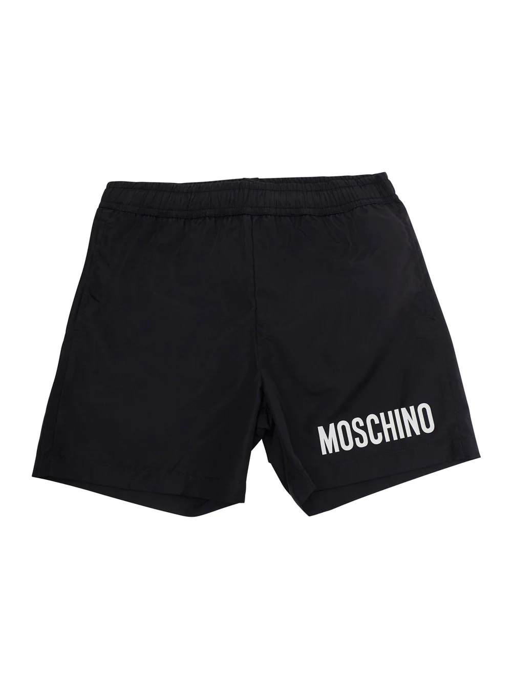 Bermudas de Natação Moschino Kids com Logotipo e Bolsos Laterais em Tecido Preto para Roupas de Praia Infantil