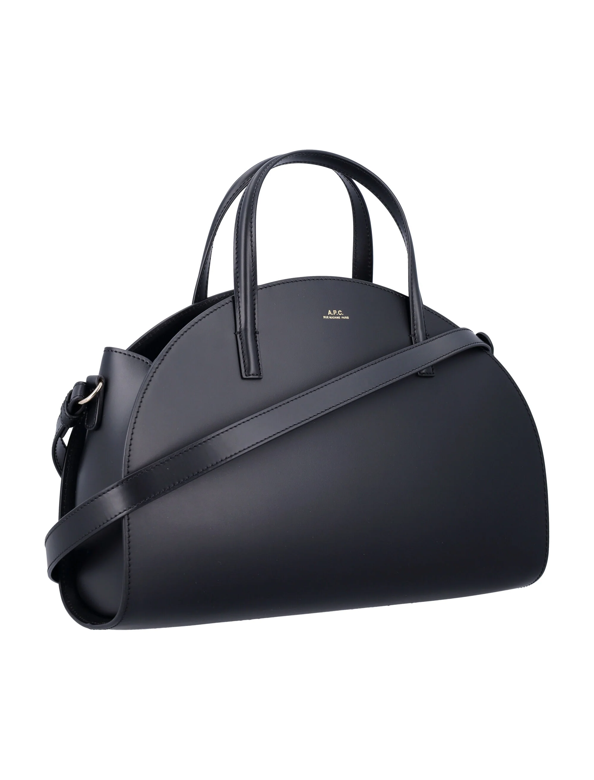 Bolsa Tote Demi Lune Preta Couro de Vaca A.P.C.