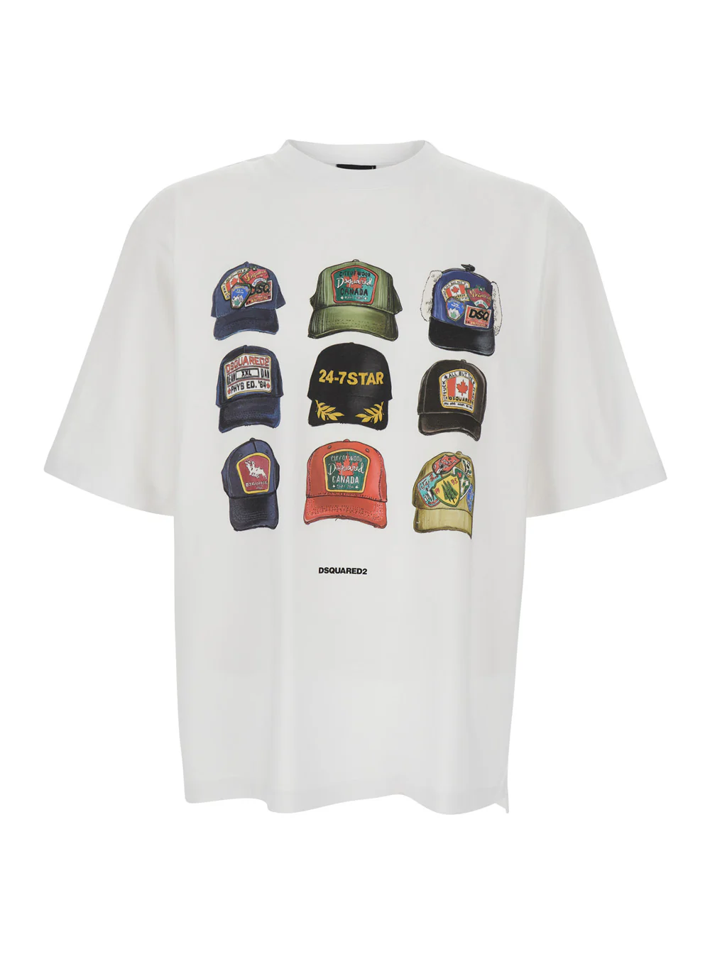 Camiseta Branca Dsquared2 com Estampa na Frente e Logotipo nas Costas para Homens Camisetas de Algodão Camisetas Polo Camiseta Branca Dsquared2 com Estampa na Frente e Logotipo nas Costas para Homens Camisetas de Algodão Camisetas Polo