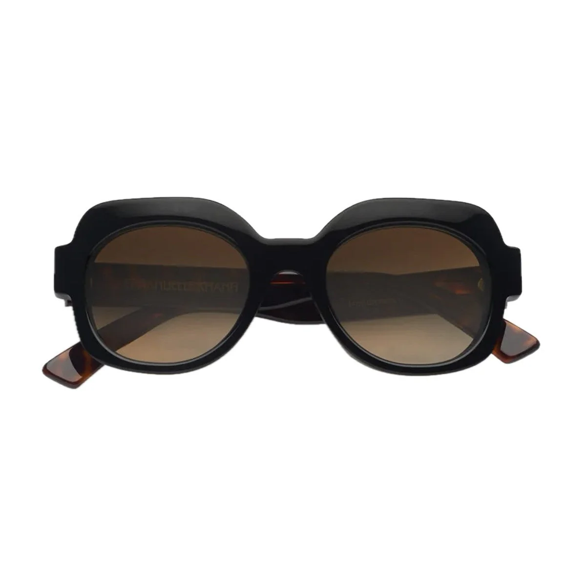 Óculos de Sol Emmanuelle Khanh Satin Preto com Detalhes em Tartaruga Bio-naylon