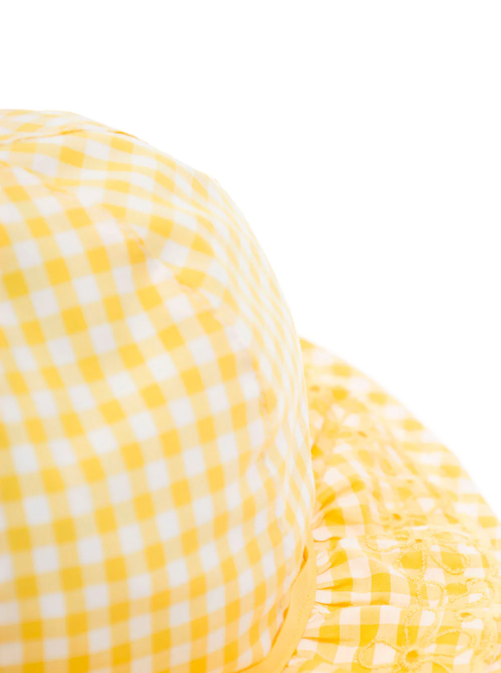 Monnalisa Kids Monnalisa Menina Chapéu de Luvas de Algodão Vichy Branco e Amarelo