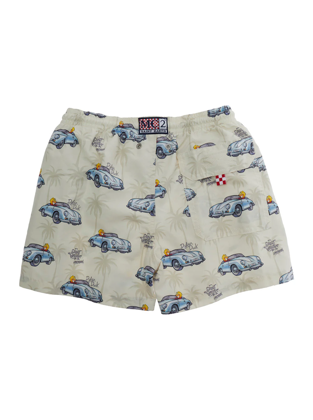 Biquíni Infantil Mc2 Saint Barth Um-Pedaço Dylan Duck Cinza com Estampa e Bolsos Laterais em Tecido Técnico para Crianças Roupas de Praia Cinza