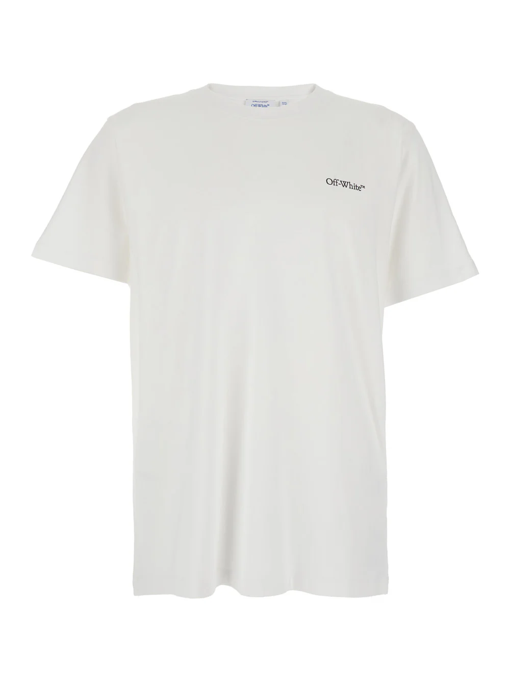 Camiseta Off-White de Algodão com Gola Redonda e Logotipo nas Partes Frontal e Traseira para Homens Camisetas Camisetas Polo