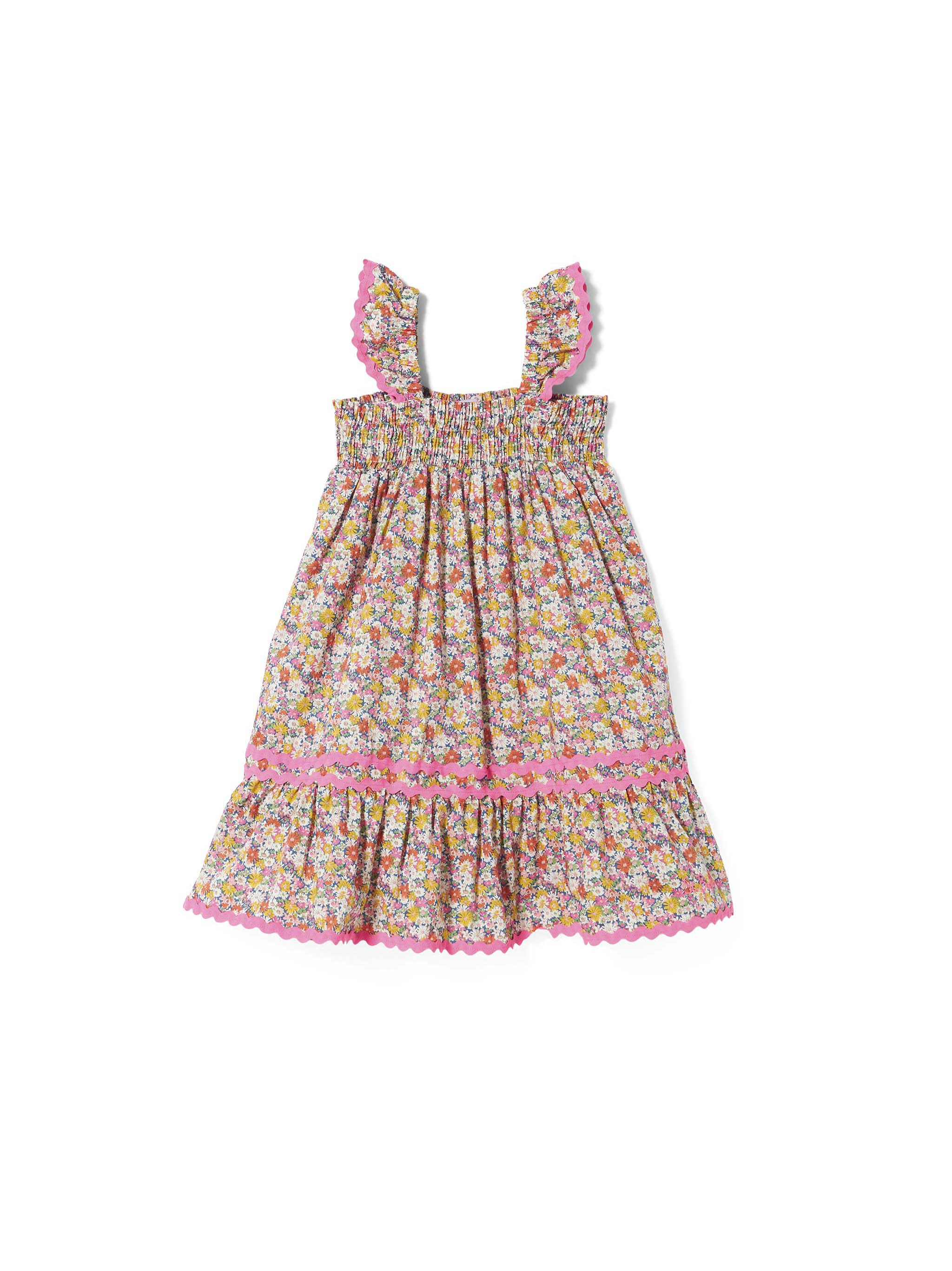 Vestido de Menina Mc2 Saint Barth com Estampa de Flor Liberty | Tecido Azul