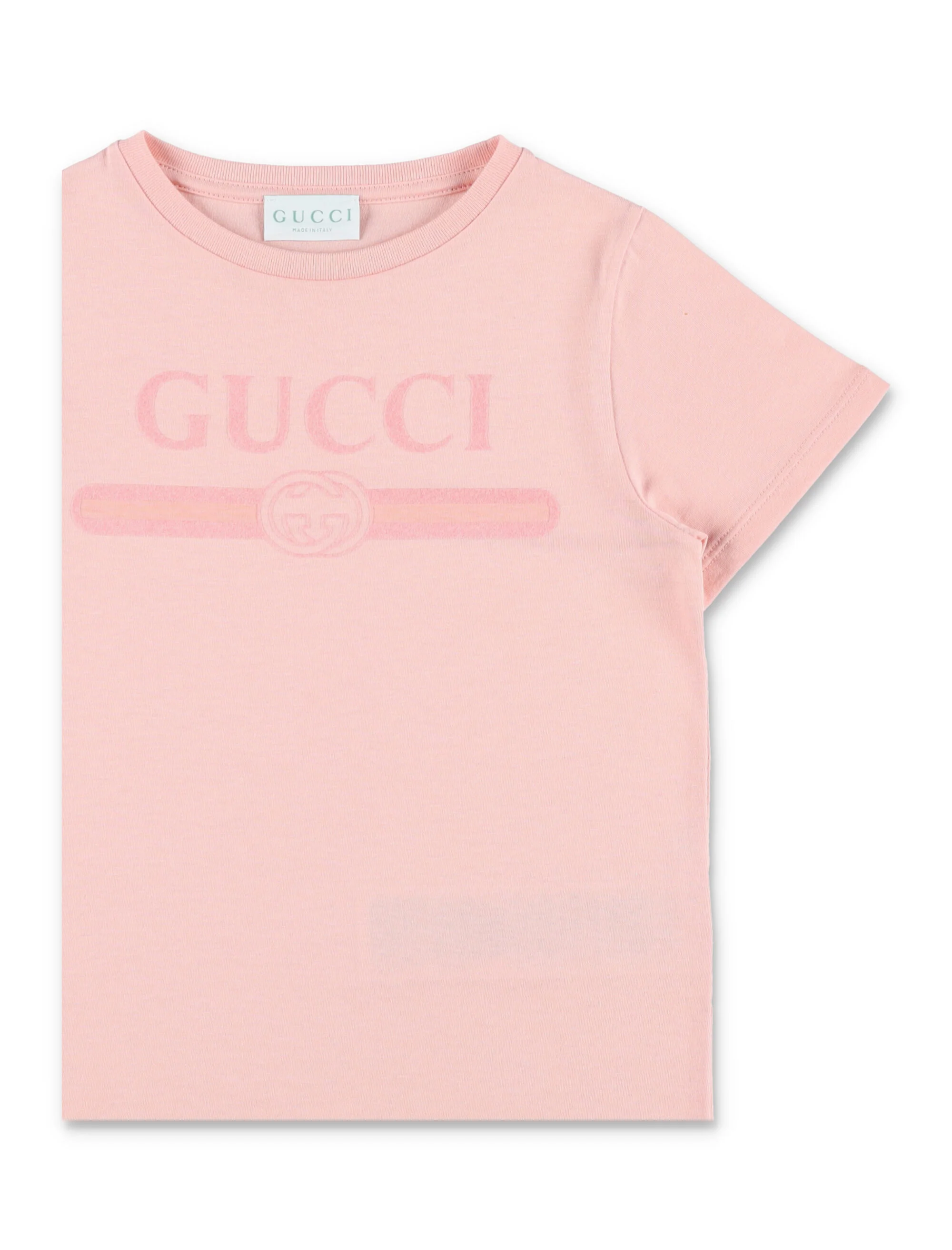 Camiseta de algodão com logotipo Gucci Kids Lisa Rosa Camiseta de algodão com logotipo Gucci Kids Lisa Rosa