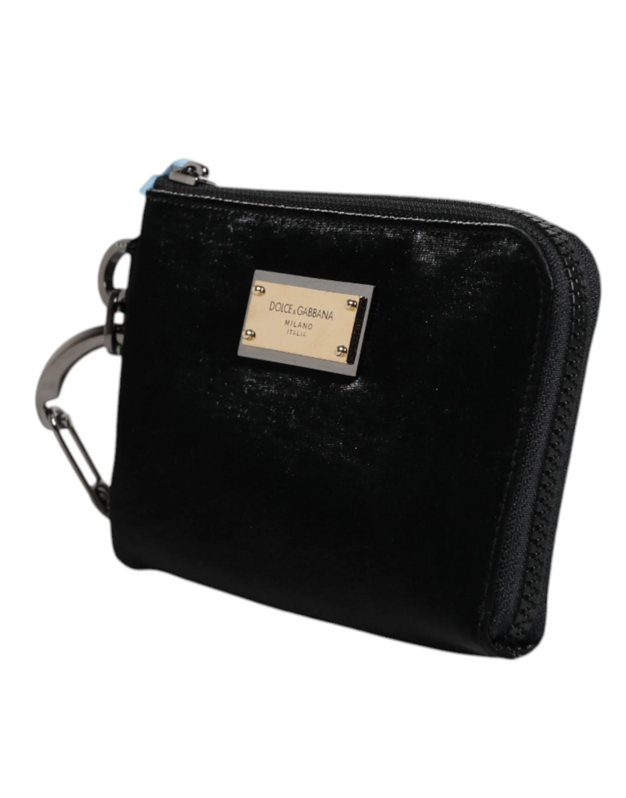 Dolce & Gabbana Bolsa de Alça com Placa de Logotipo de Nylon Preto em Couro