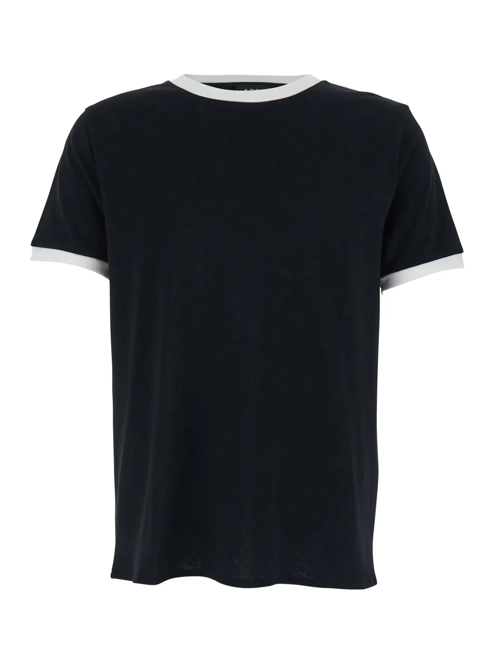 Camiseta Preta A.P.C. com Detalhes em Contraste no Pescoço e nas Mangas em Mistura de Algodão e Linho para Homens Camisetas Camisetas Polo Camiseta Preta A.P.C. com Detalhes em Contraste no Pescoço e nas Mangas em Mistura de Algodão e Linho para Homens Camisetas Camisetas Polo