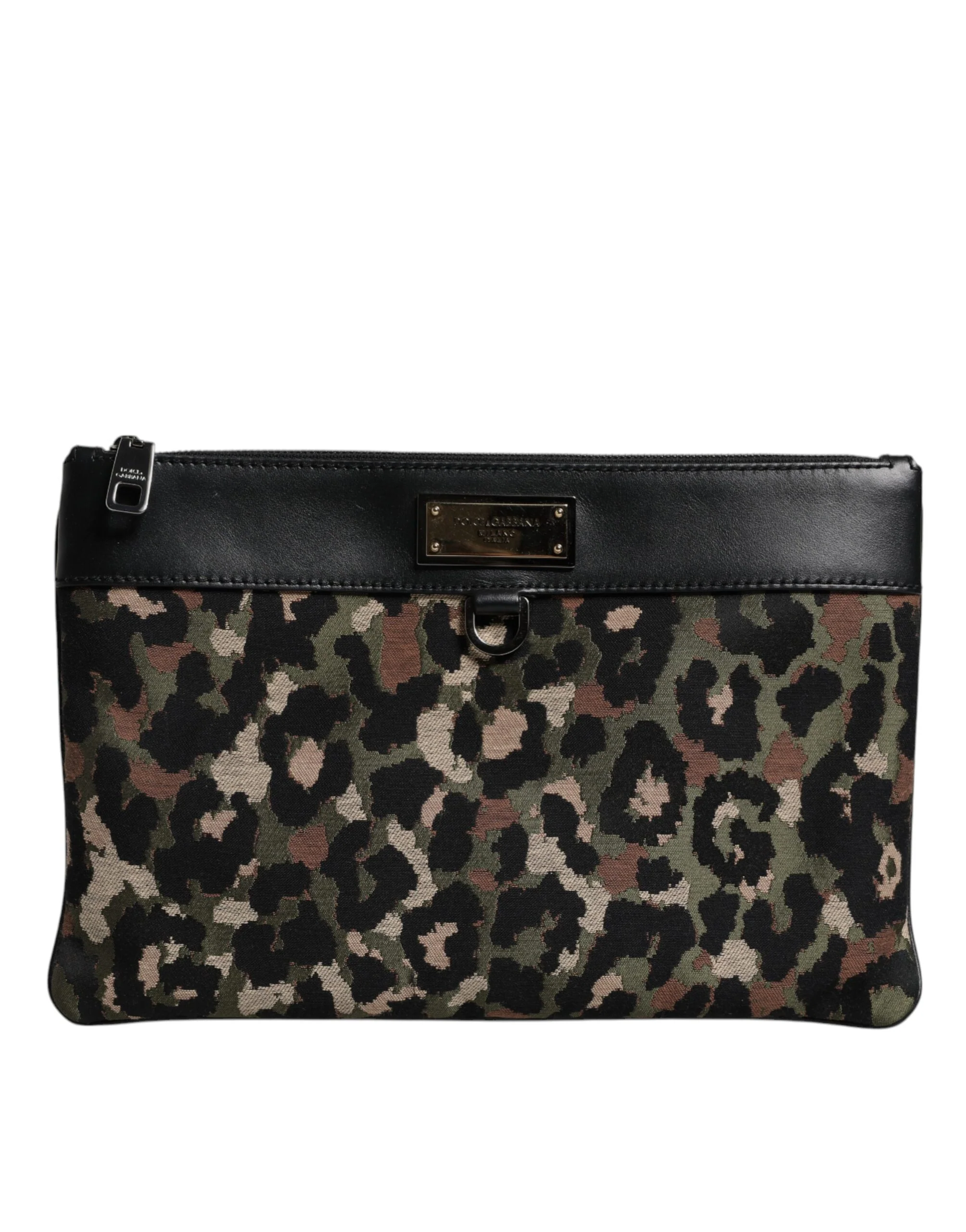 Dolce & Gabbana Multicolor Leopardo Jacquard Estampado Logotipo Placa Bolsa de Algodão