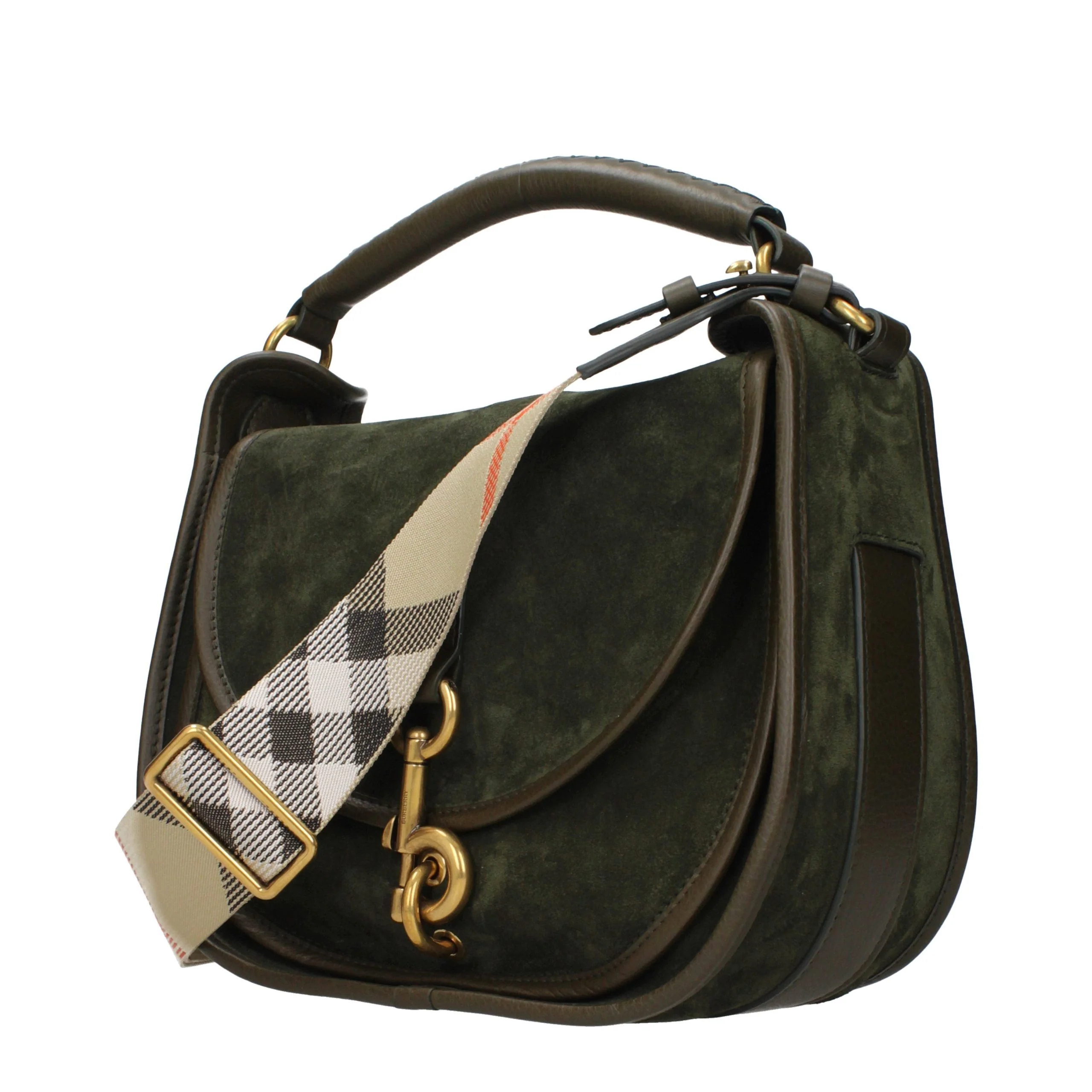 Bolsa de Mão de Couro Verde Burberry