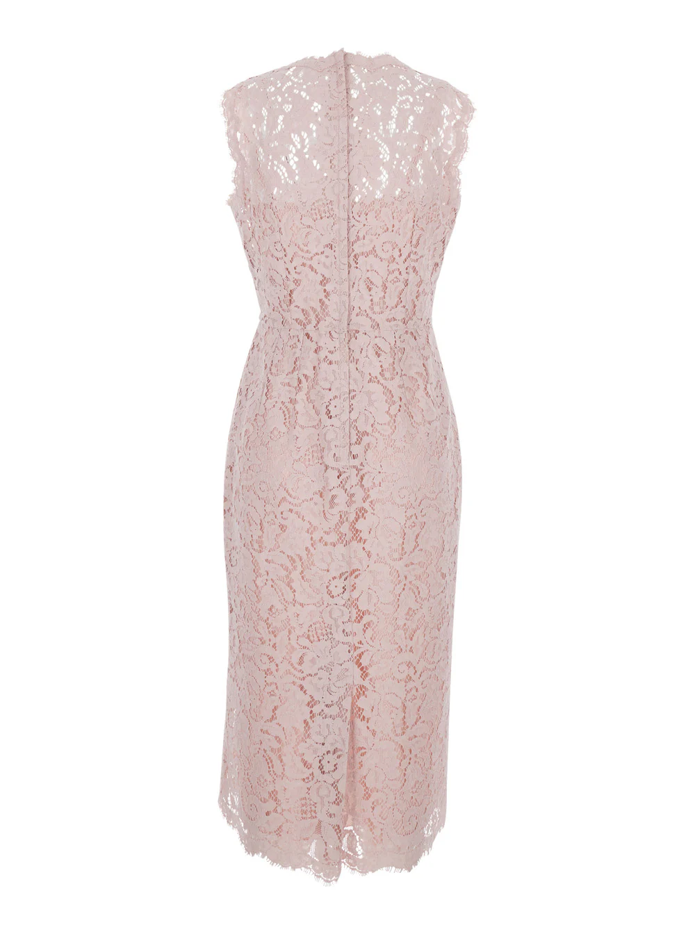 Vestido Rosa Dolce & Gabbana com Design em Renda em Mistura de Seda para Mulher com Elastano