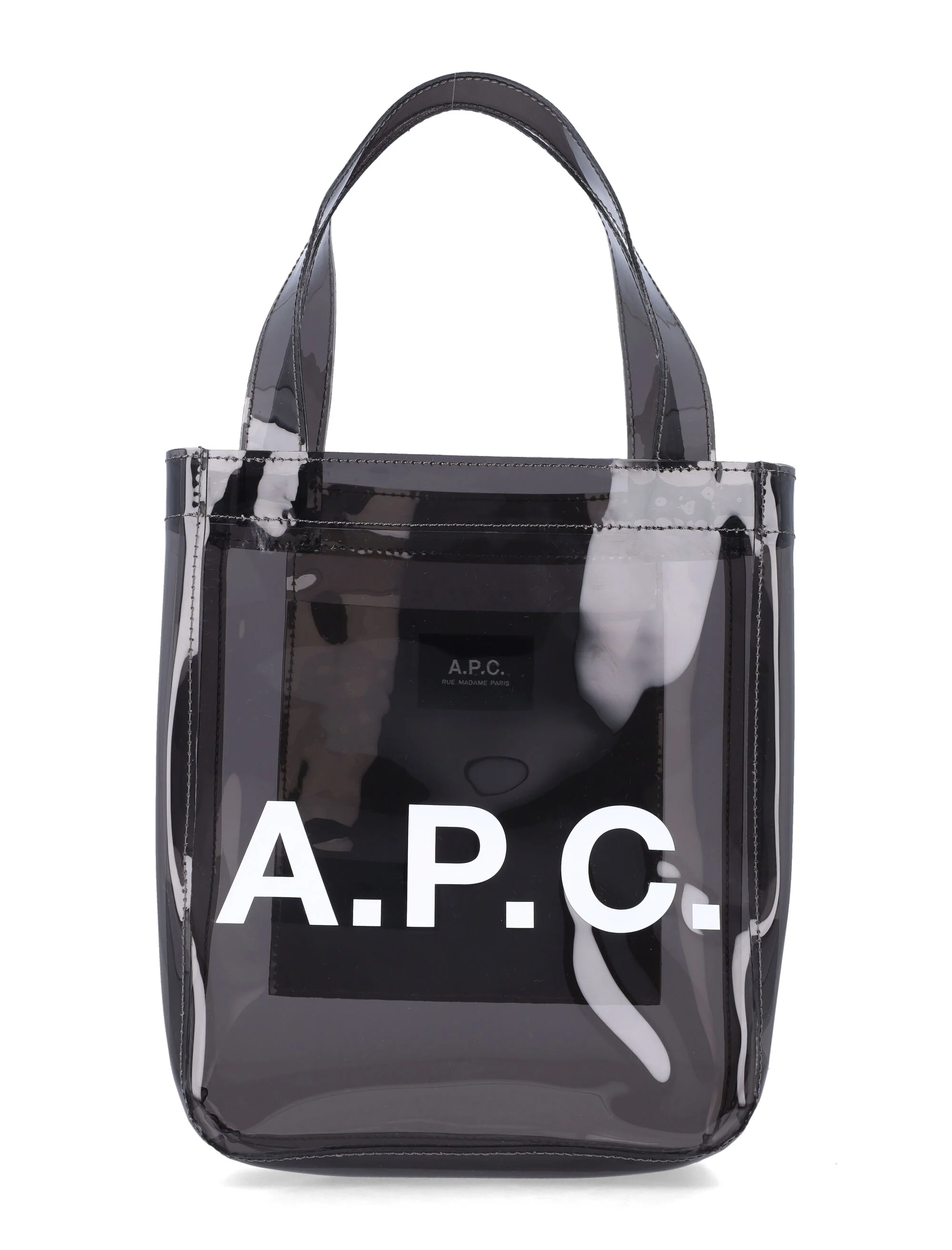 Bolsa de Ombro Pequena A.P.C. Lou Glossy PVC Antracite Poliuretano Termoplástico