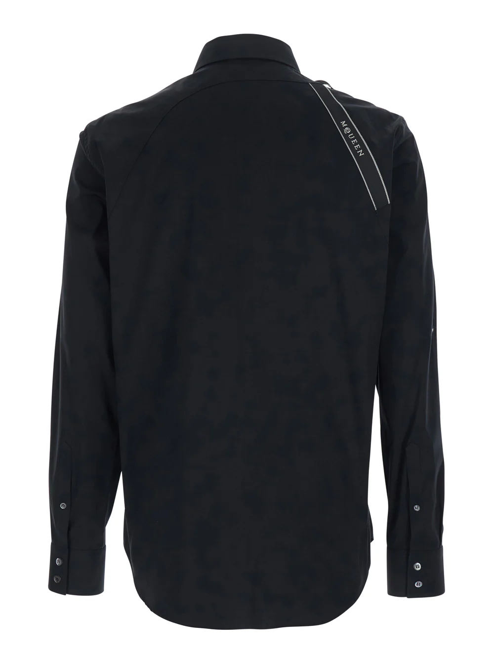 Camisa Alexander McQueen com Gola Clássica e Detalhe de Fivela em Algodão Preto para Homens Blusas Elásticas