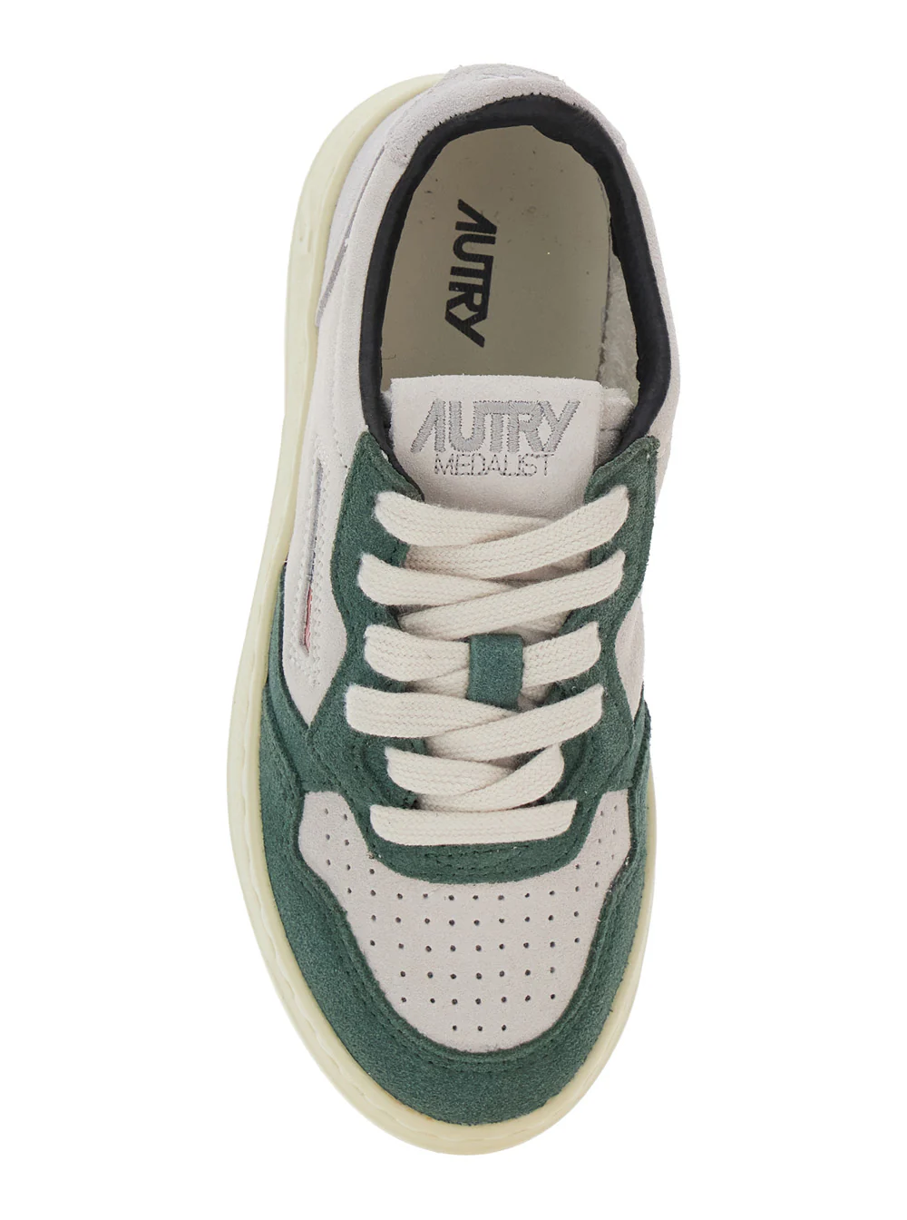 Sapatilhas Autry Kids Medalist Multicolor Low Top com Patch de Logotipo na Lingueta e Lado em Couro de Carneiro