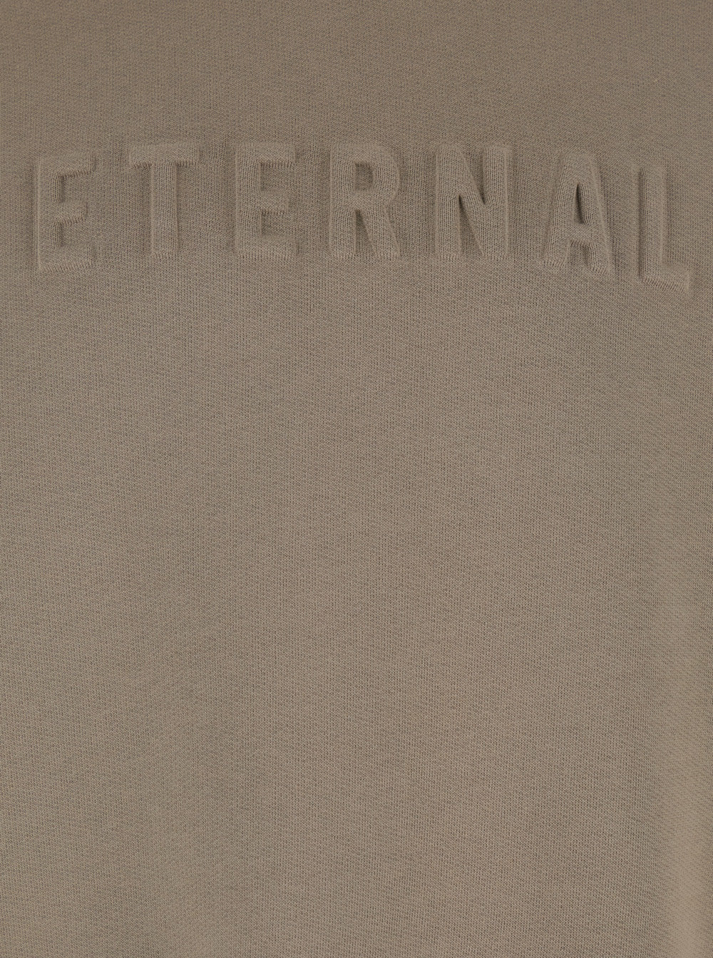 Camiseta Fear Of God Eternal Bege com Gola Redonda e Bordado Tonais na Frente com Ombros Caídos em Camisetas de Moletom Mistura de Algodão e Poliéster