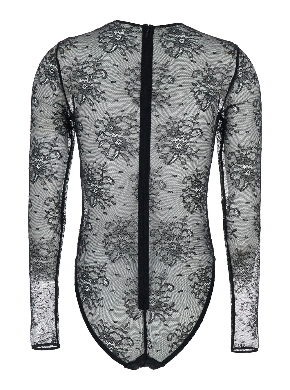 Bodysuit Preto Dolce & Gabbana com Bordado Floral em Todo o Modelo e Design Semi-transparente em Tecido Elástico Stretch para Mulher Elastano Poliamida Viscose Tops