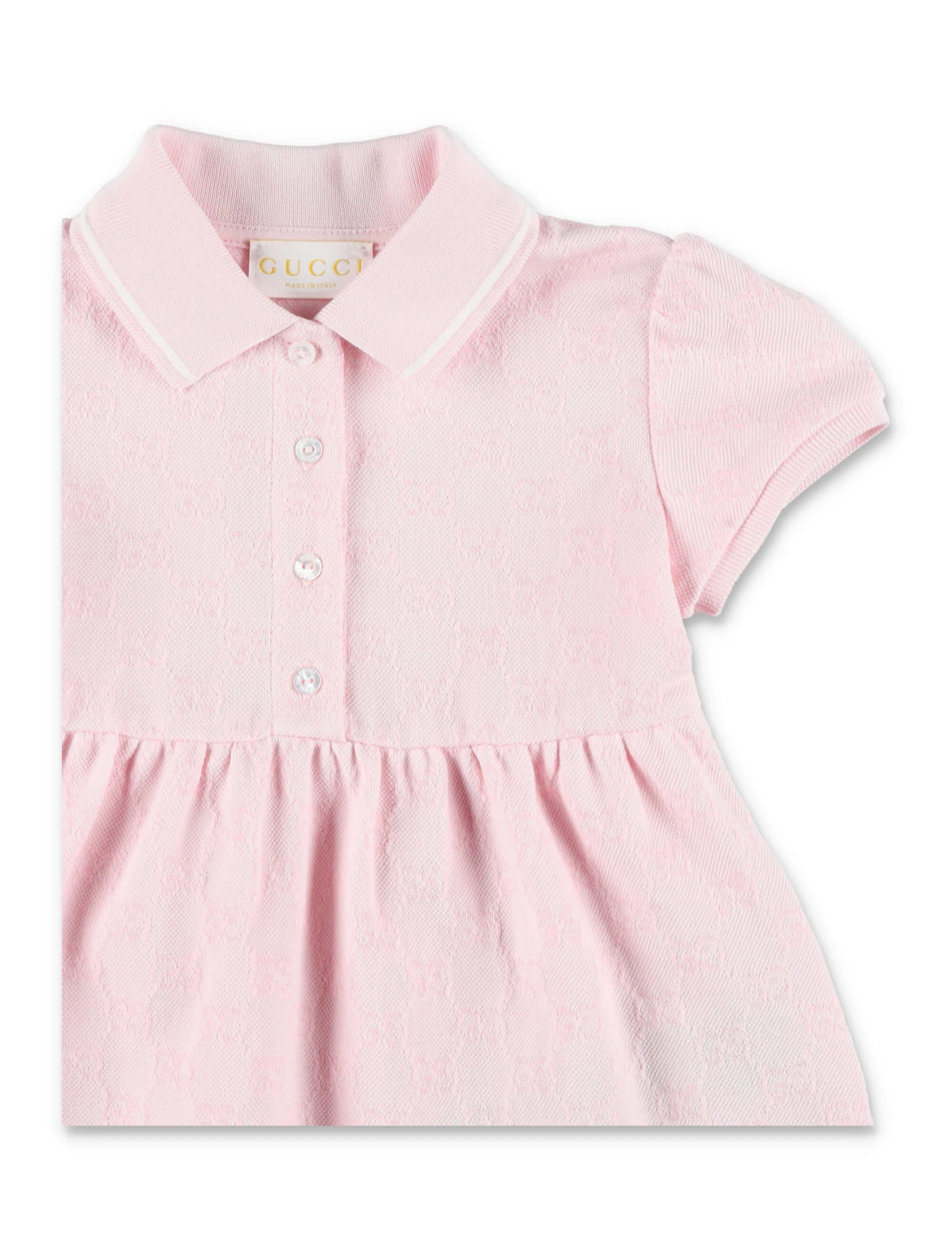Vestido de piqué de algodão GG Gucci para bebê Rosa