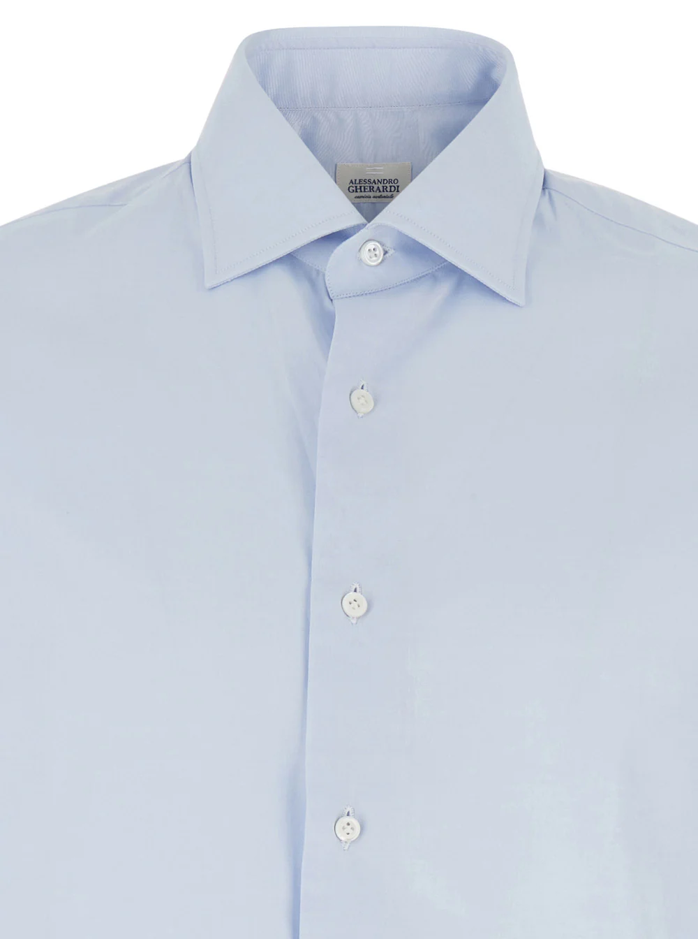 Camisa Azul Claro Gherardi com Gola Clássica em Algodão para Homens e Blusas