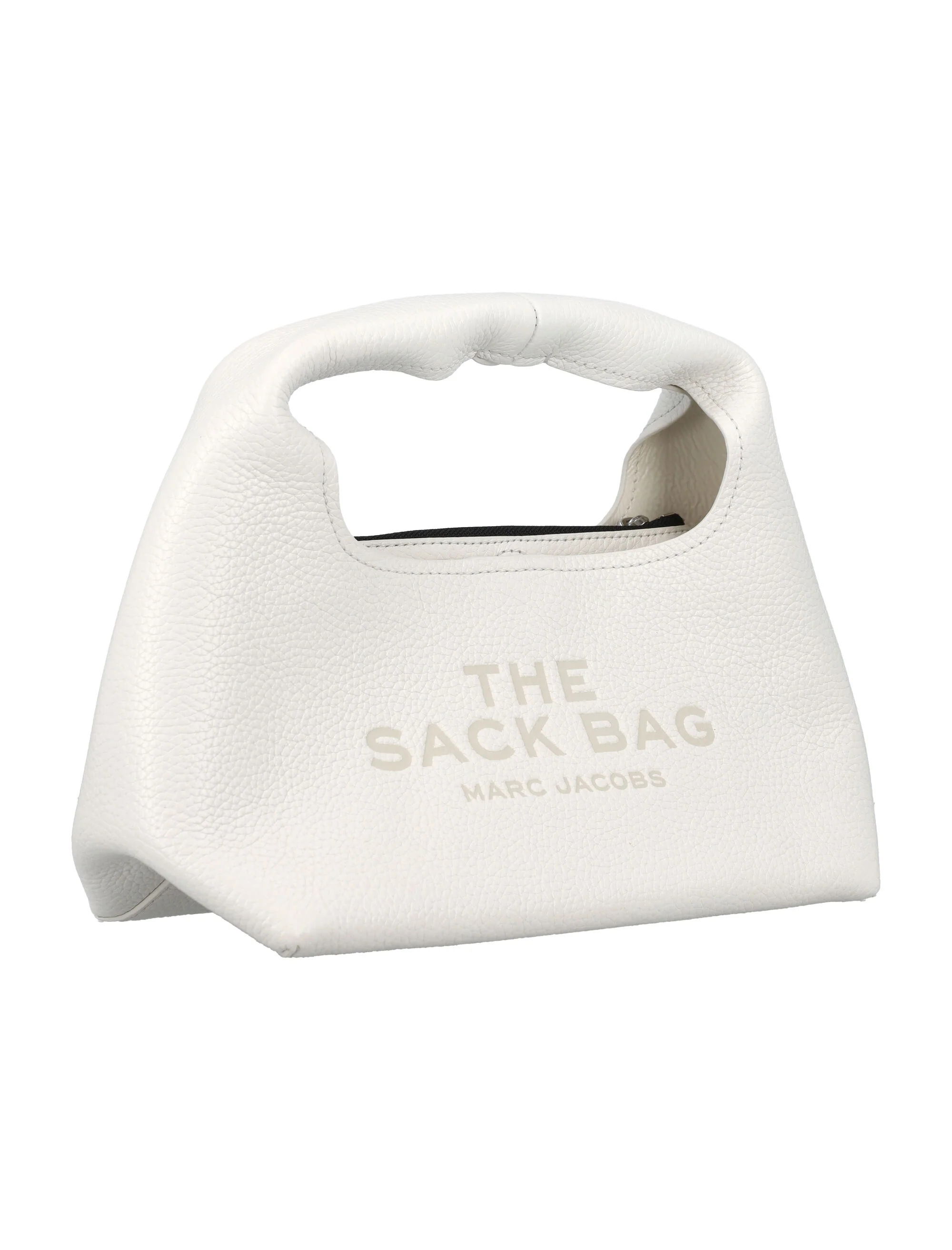 A bolsa saco mini Marc Jacobs em couro branco