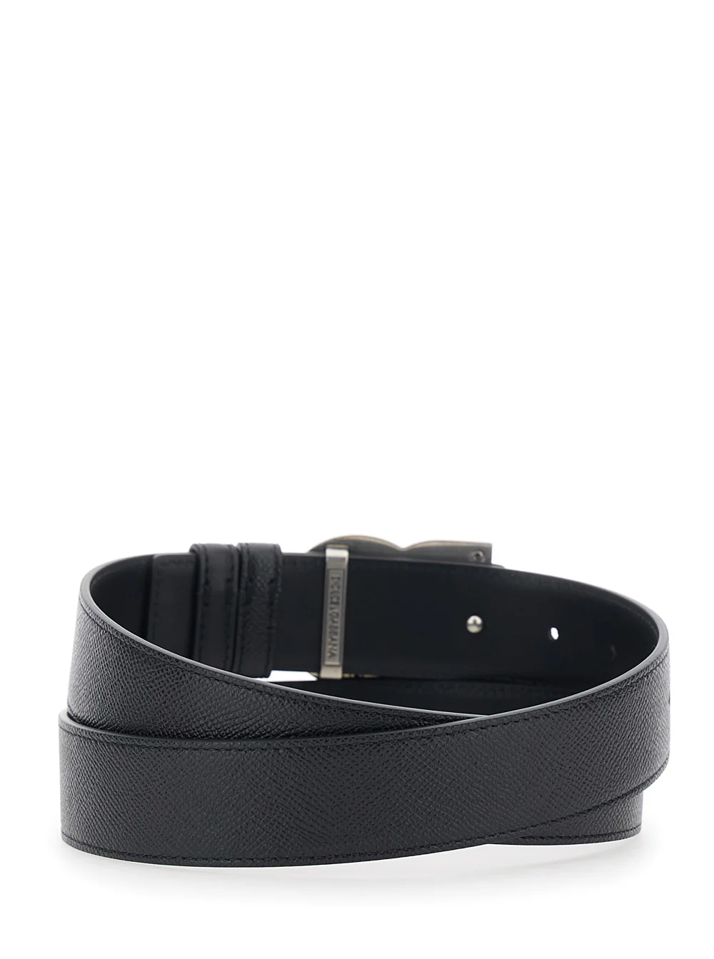 Cinto Preto Dolce & Gabbana com Placa com Logotipo na Frente em Couro para Homens Calf