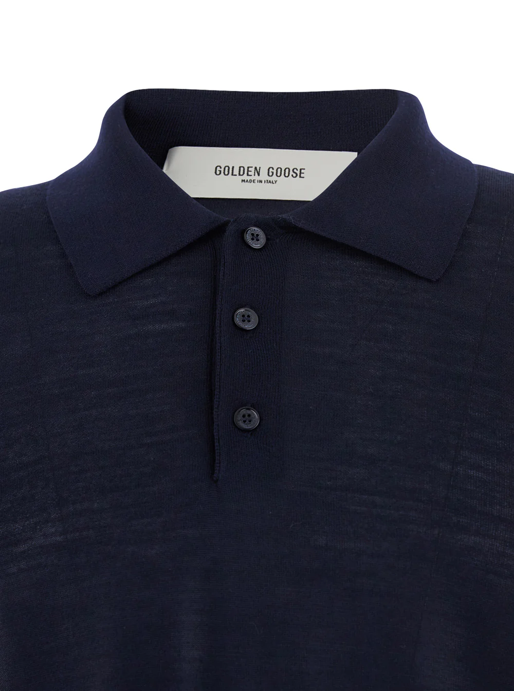 Camisola Polo Azul Golden Goose com Gola Clássica e Mangas Curtas em Malha de Lã Azul Virgem Camisetas