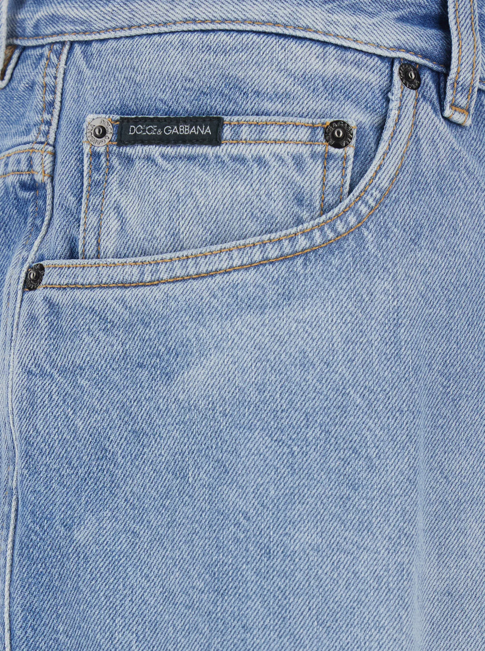 Calças Curtas de Denim Azuis Dolce & Gabbana Five-pocket Bermuda com Patch de Logotipo Metálico nas Costas para Homens Calças Curtas de Algodão Leve E