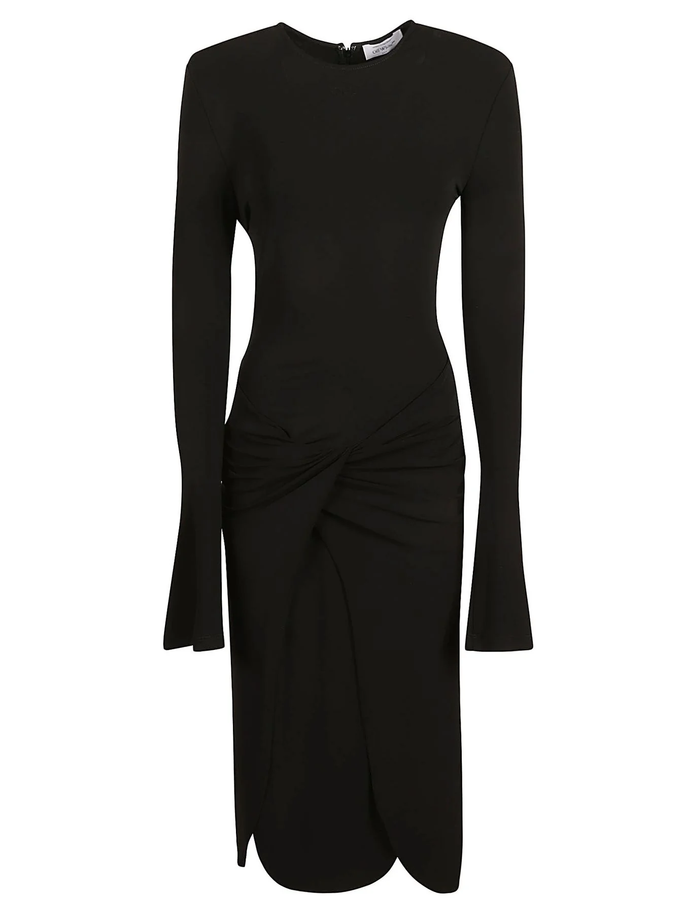Vestido Midi em Crepe Elástico Preto Off-White OWDB521S24FAB0011010