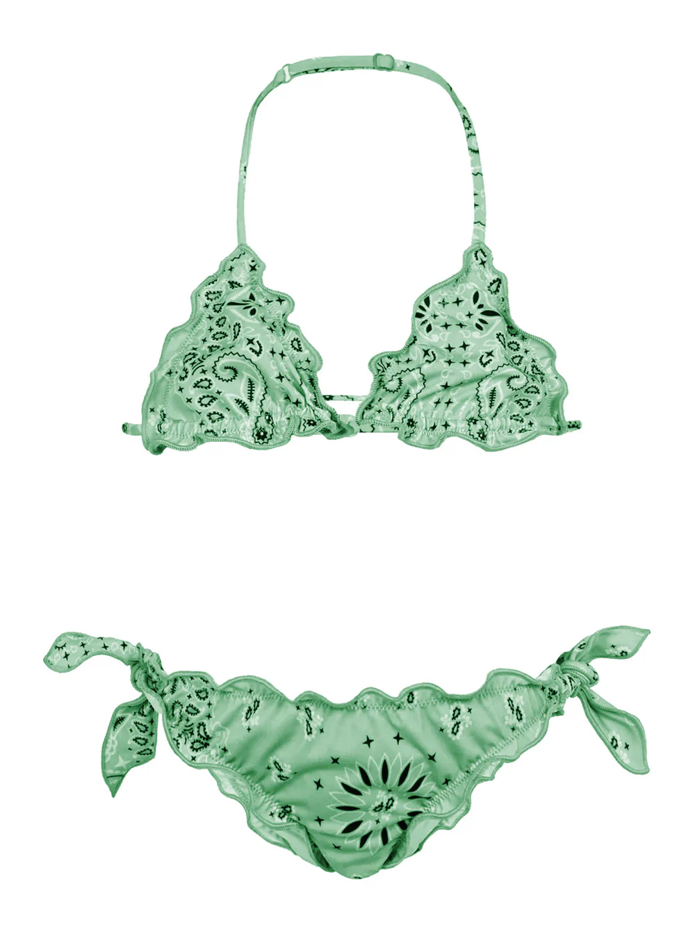 Biquíni Crianças Mc2 Saint Barth Kids CRIS - BANDANNA Verde com Estampa em Tecido Técnico Praia