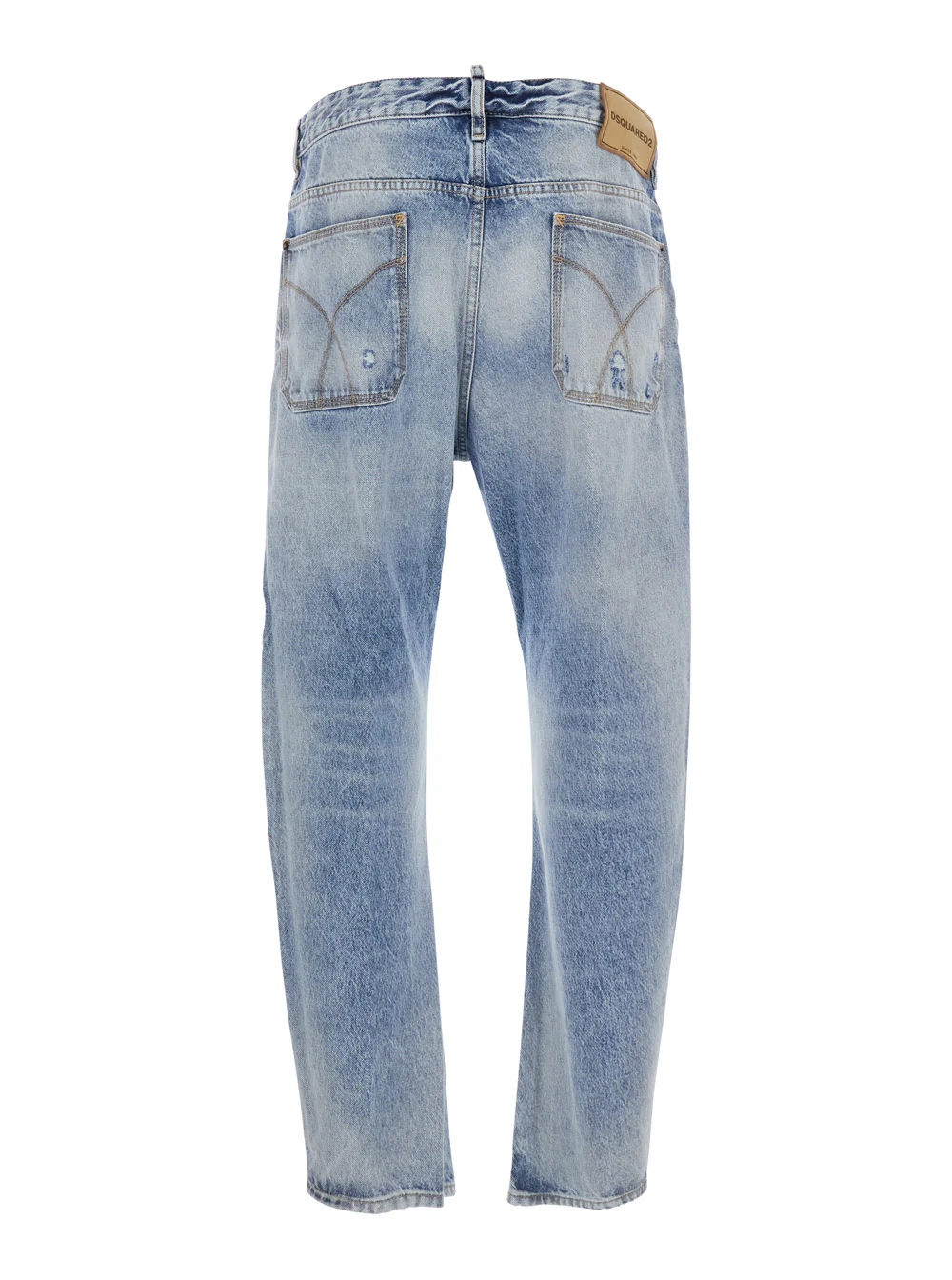 Calças Dsquared2 Bro com Patch de Logotipo nas Costas e Design Desbotado em Jeans Azul para Homens com Algodão Leve