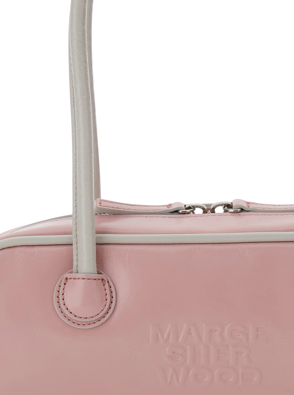 Margesherwood BOLSA SOFT BAGUETTE MINI (BORDADO) Bolsa de Ombro Rosa em Couro Feminina Vaca