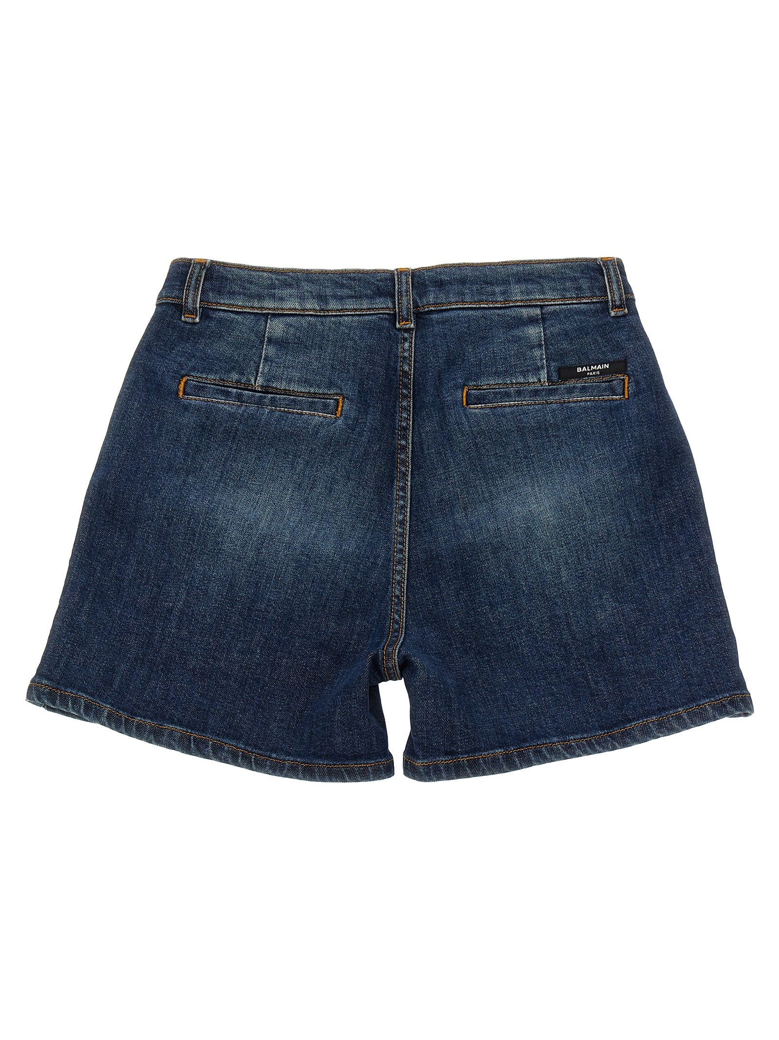 Calças Curtas de Denim Balmain Kids Azul Algodão Bermuda