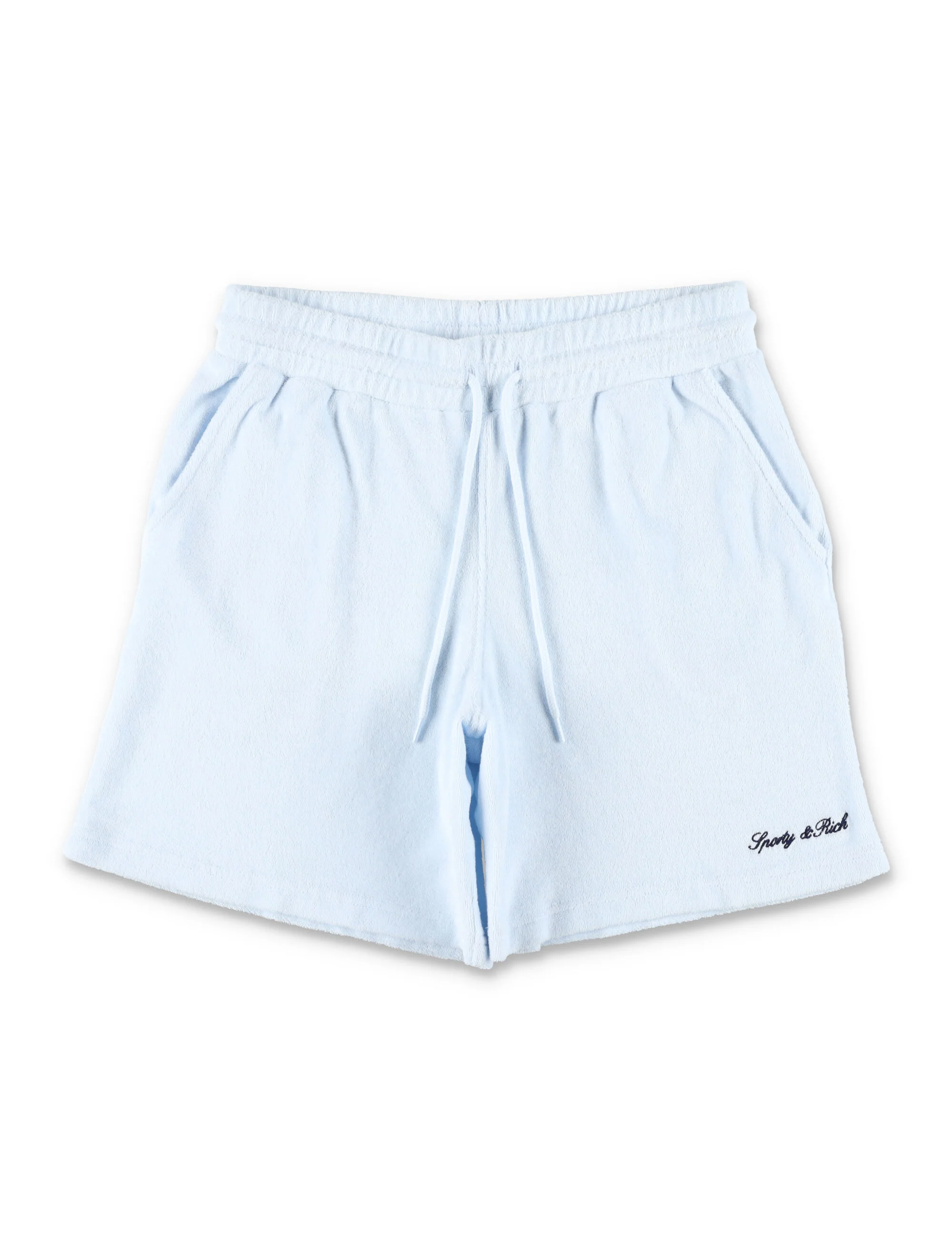 Calças Curtas Infantil Sporty & Rich Logo Terry Azul Claro Algodão