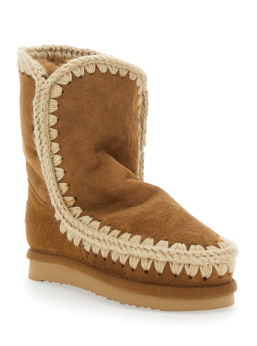 Botas de Cano Baixo Mou Kids Eskino Bege em Seda Patente para Menina Ovelha