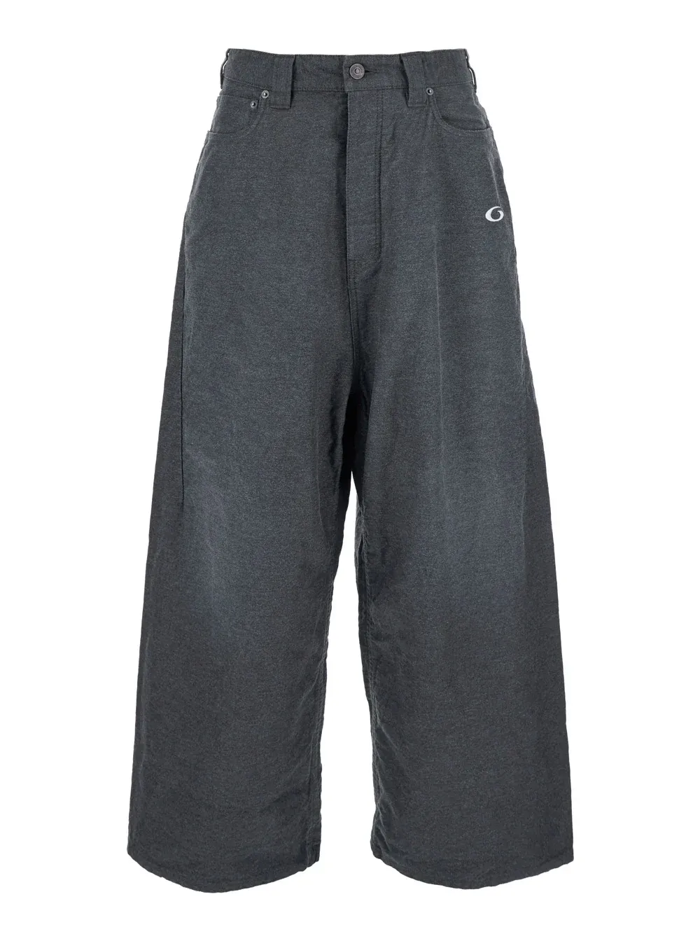 Calças Oversize Cinza Balenciaga com Detalhe de Logotipo na Frente e Patch Traseiro em Calças de Algodão Calças Oversize Cinza Balenciaga com Detalhe de Logotipo na Frente e Patch Traseiro em Calças de Algodão