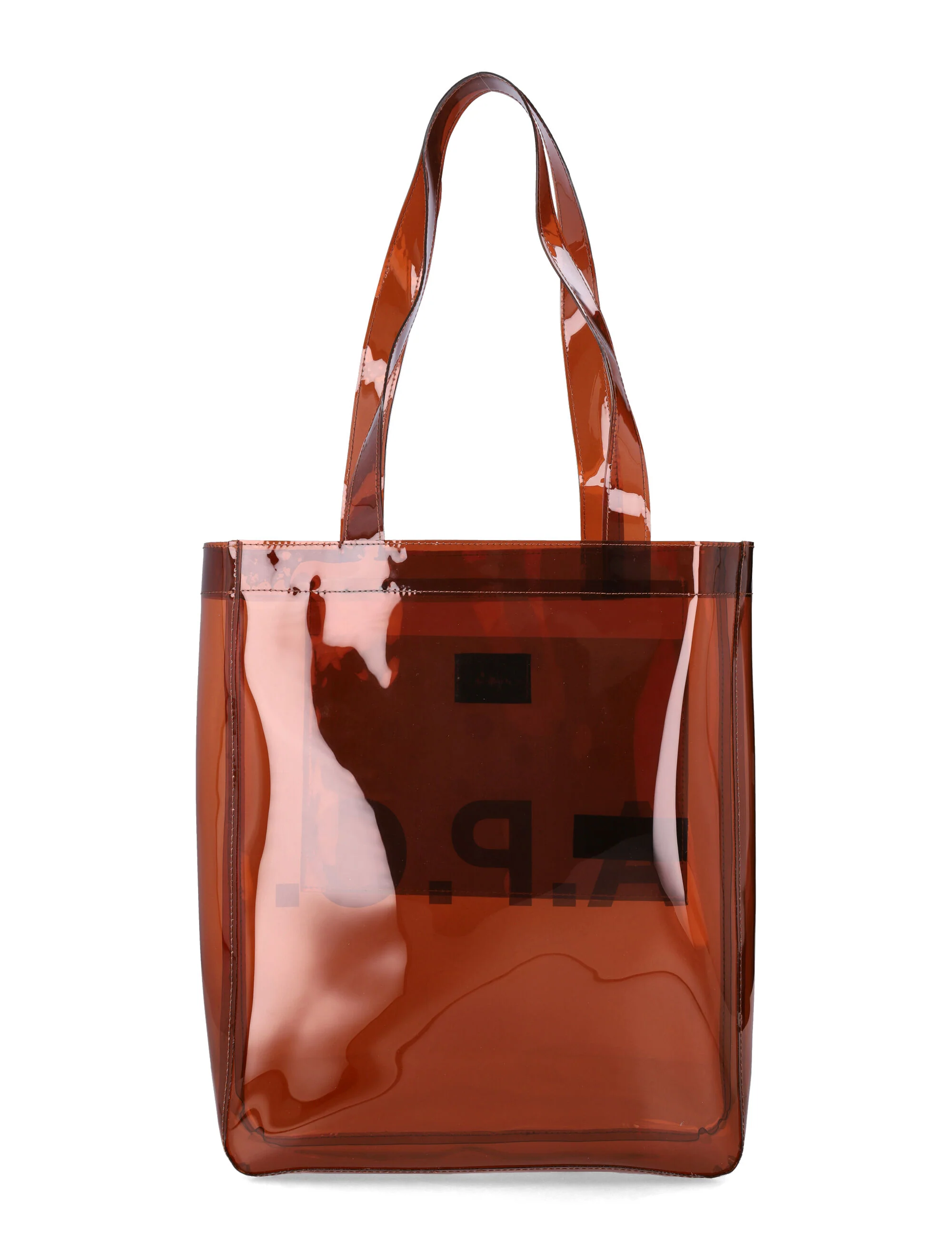 Bolsa de Ombro A.P.C. Lou em PVC Brilhante Marrom Escuro Poliuretano Termoplástico