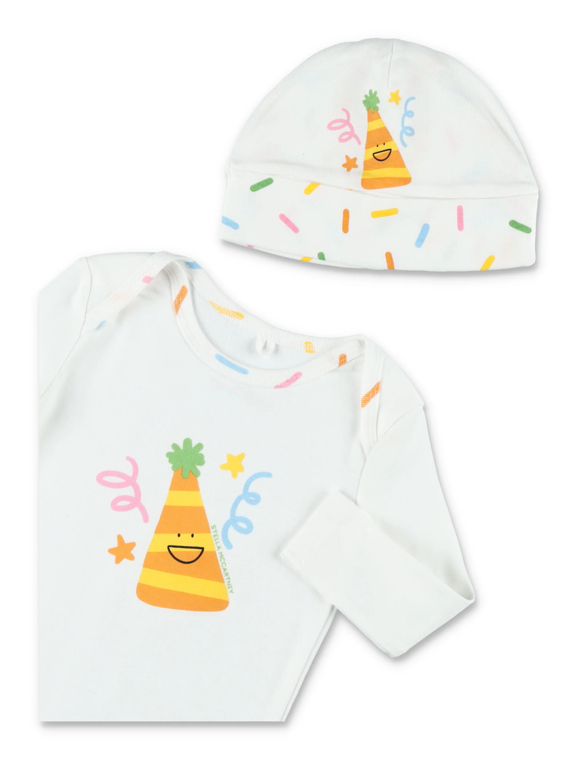 Conjunto de Chapéu de Festa e Macacão Stella McCartney Kids Bege Algodão