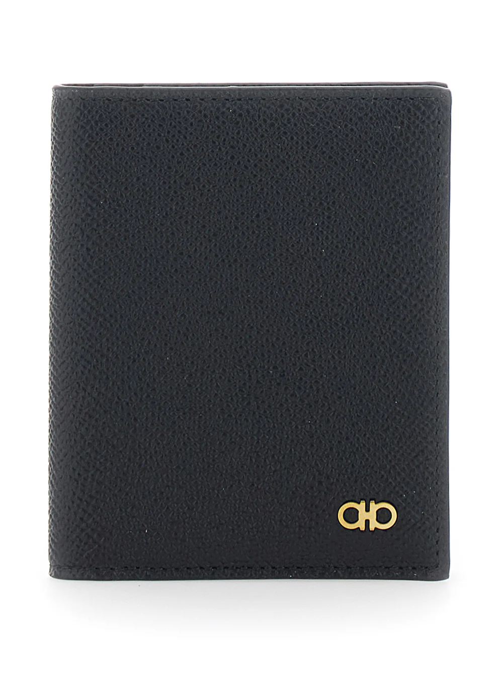 Ferragamo Micro Gancio Portacarte Flap Preto Ouro Couro de Novilho Produtos