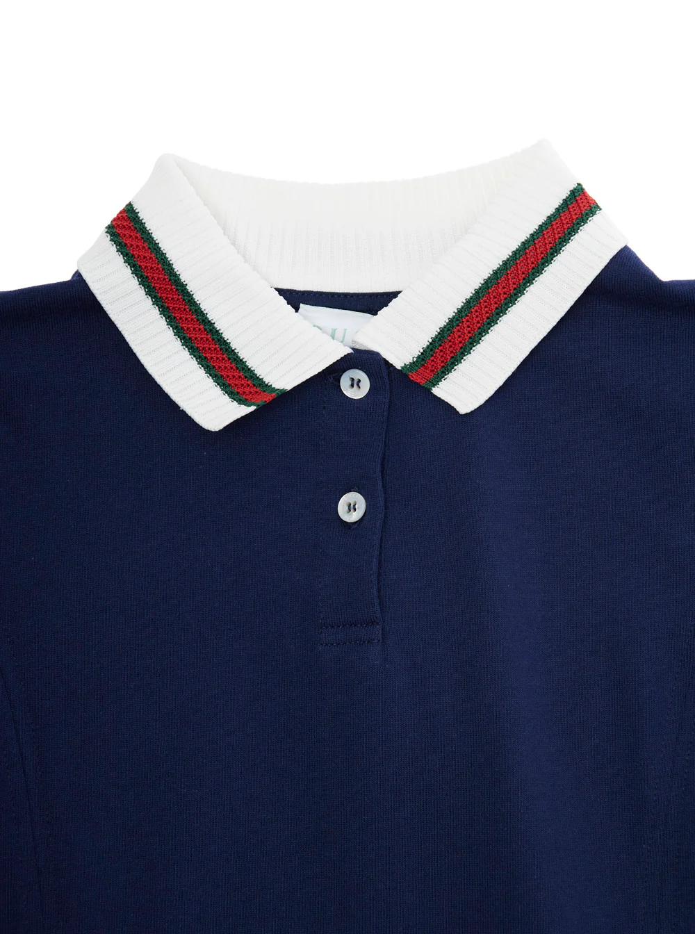 Vestido Azul Gucci Kids com Gola Peter Pan e Detalhe Web em Algodão Bebê Azul