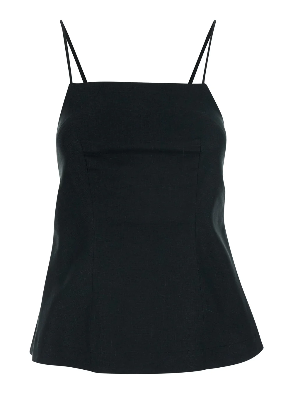 Top Semicouture Linho Preto com Decote em V e Mangas Curtas para Mulheres