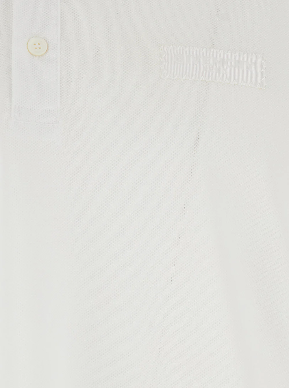 Camiseta Polo Branca Givenchy com Gola Clássica e Patch de Logotipo em Tom-Com-Tom na Frente em Algodão para Homens Camisetas