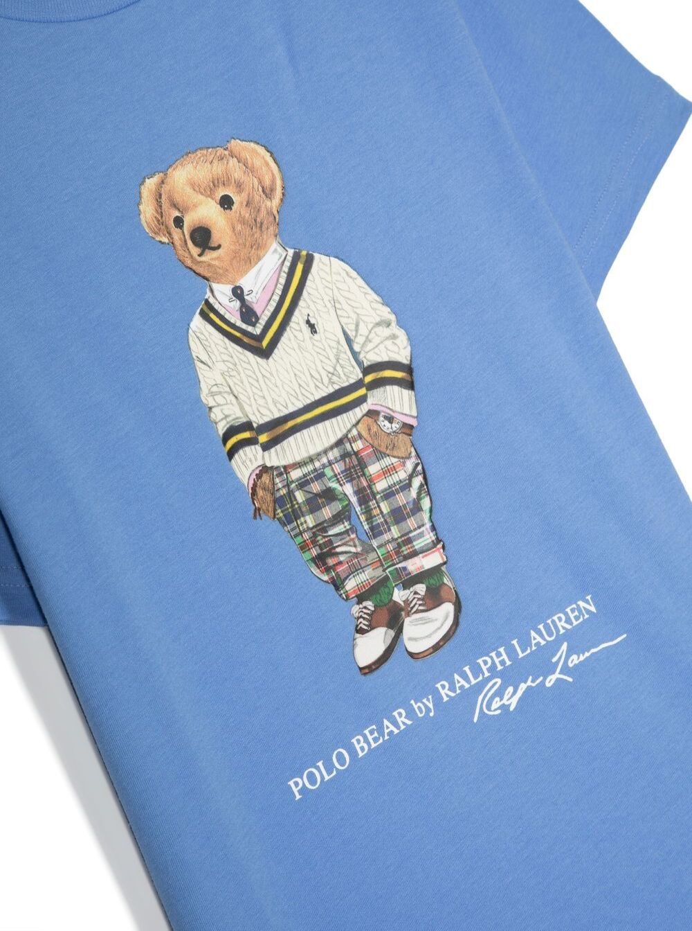 Camiseta Infantil Polo Ralph Lauren Light Blue com Estampa de Urso de Pelúcia, Camisetas de Menino e Camisetas Polo