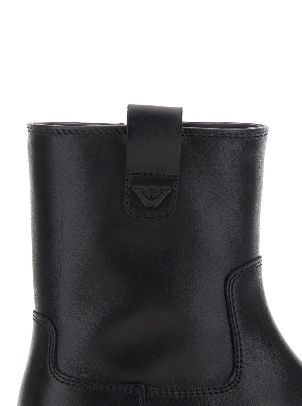 Botas Pretas Emporio Armani Kids com Patch de Logotipo e Fechamento por Zíper Lateral em Couro Menino Vitela