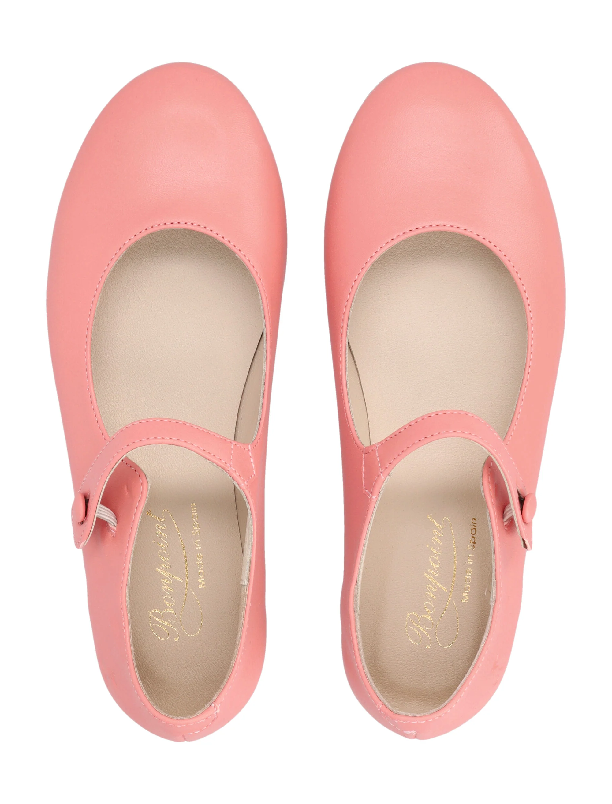 Sapatos planos de ballet de couro coral Bonpoint Ella