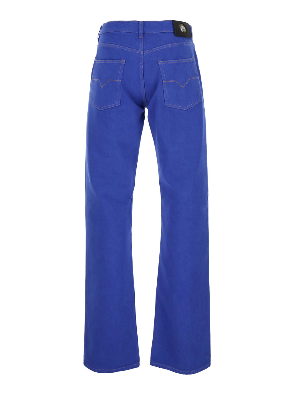 Calças de Lã Versace Azul Fermo In Bull com Cinco Bolsos para Homens Azul Algodão