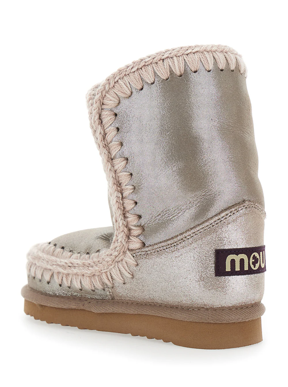 Botas de Cano Médio Mou Kids Eskino Metálicas em Camurça Brilhante para Menina Ovelha