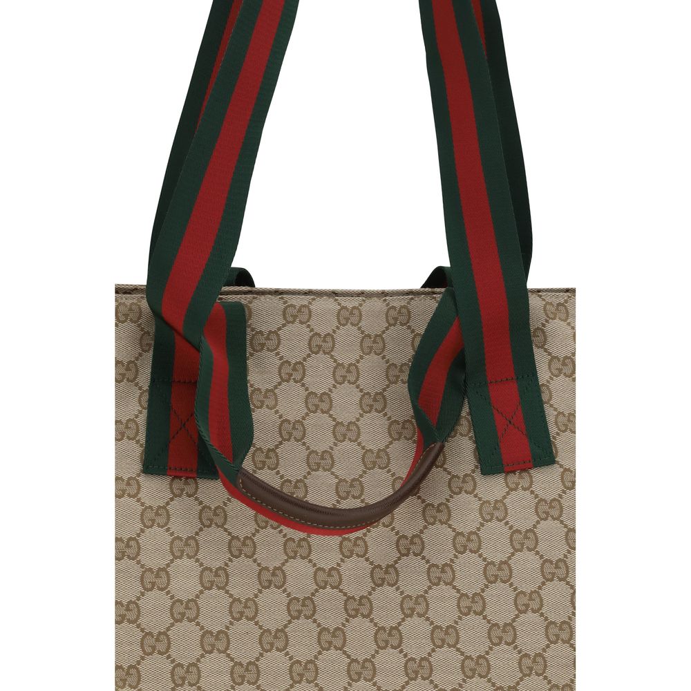 Bolsa de Ombro de Poliéster Bege Gucci