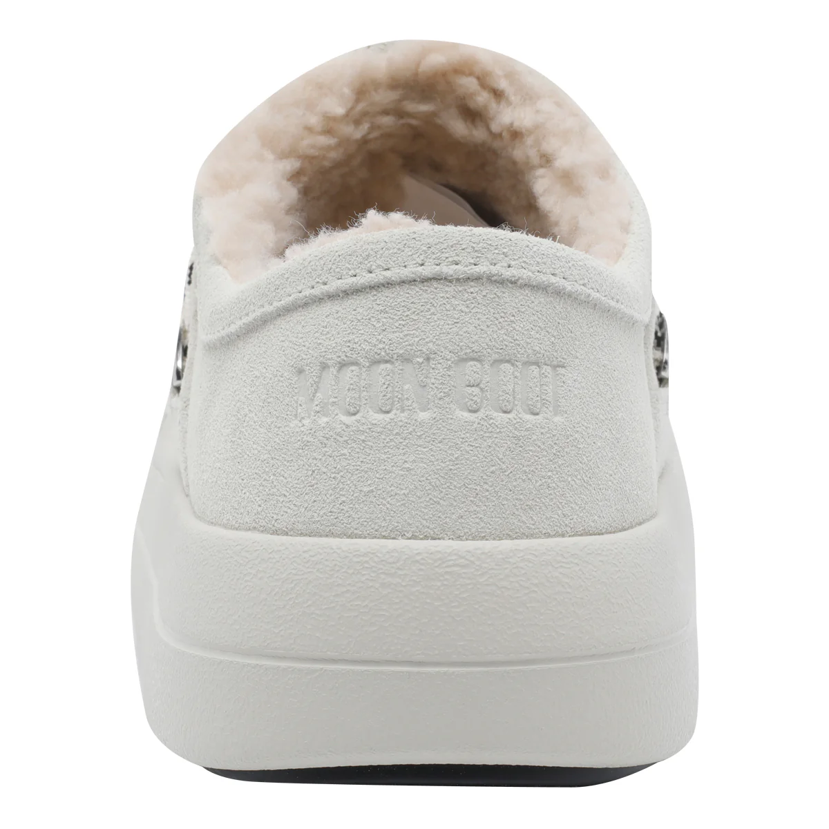 Chinelas Moon Boot Brancas Couro de Vitela/Sola de Borracha