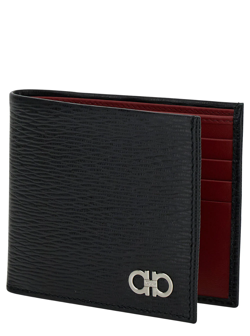 Carteira Ferragamo Preto Revival Gancini em Couro Martelado para Homens Calf Products Carteira Ferragamo Preto Revival Gancini em Couro Martelado para Homens Calf Products